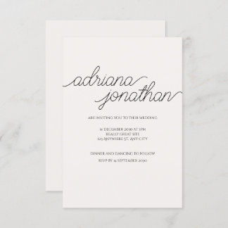 Elegant Minimalist Beige Wedding Invitation