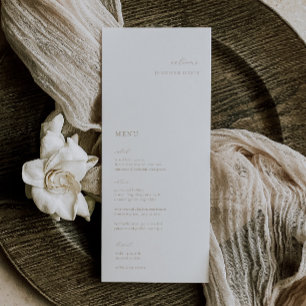 Elegant Minimalist Beige Wedding Place Card Menu