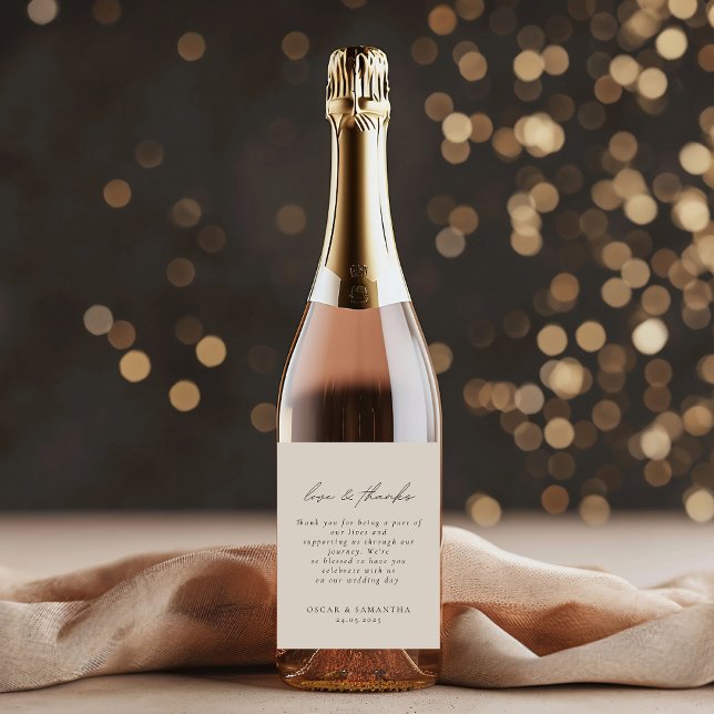 Elegant Minimalist Beige Wedding  Wine Label (Creator Uploaded)