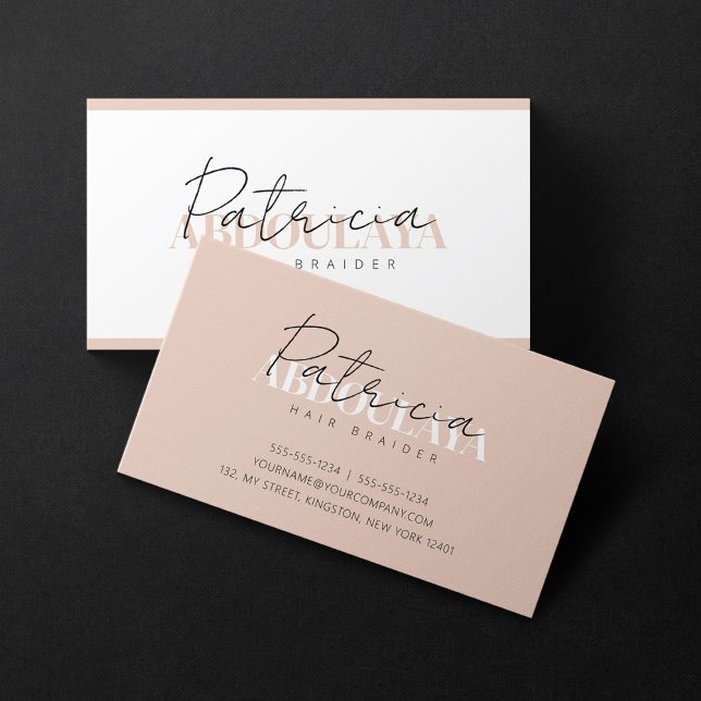 Elegant Minimalist Biege white Hair Braiding Salon Business Card (Creator Uploaded)