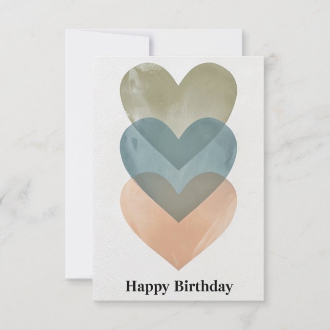 Elegant Minimalist Birthday Card with Overlapping  (Front)