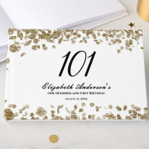 Elegant Minimalist Black and Gold 101st Birthday Guest Book