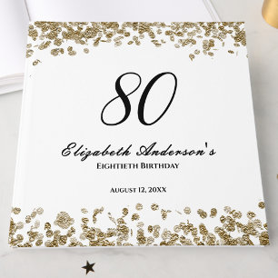 Elegant Minimalist Black and Gold 80th Birthday Guest Book