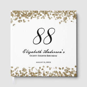 Elegant Minimalist Black and Gold 88th Birthday Guest Book