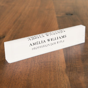 Elegant Minimalist Black and Ivory Monogram Nameplate