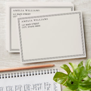 Elegant Minimalist Black and Ivory Two Border Envelope