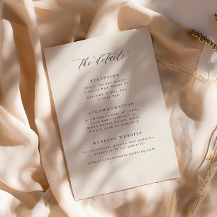 Elegant minimalist black and ivory wedding details enclosure card