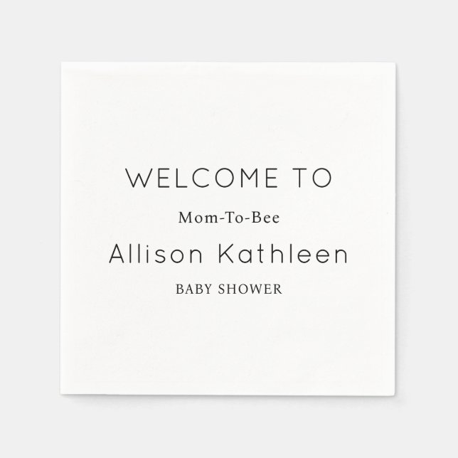 Elegant Minimalist Black and White Baby Shower Napkin (Front)