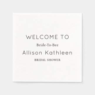 Elegant Minimalist Black and White Bridal Shower Napkin