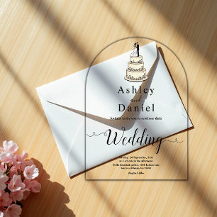 Elegant Minimalist Black And White Modern Wedding Acrylic Invitations