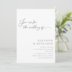 Elegant Minimalist Black and White Script Wedding Invitation