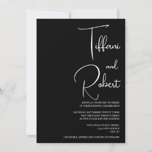 Elegant Minimalist Black and White Wedding  Invitation