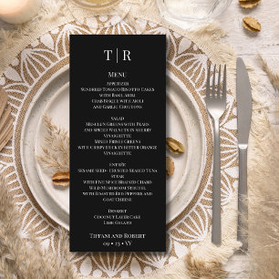 Elegant Minimalist Black and White Wedding  Menu