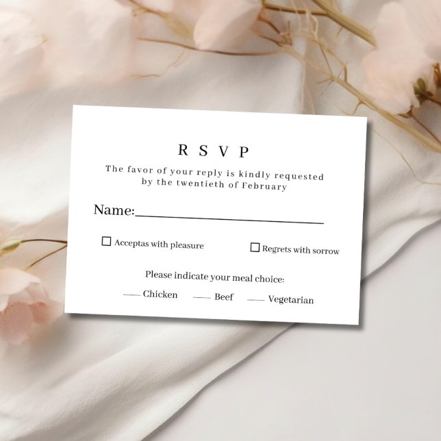 Elegant Minimalist Black and White Wedding RSVP Ca Card (Creator Uploaded)