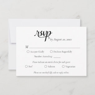 Elegant Minimalist Black and White Wedding RSVP Card