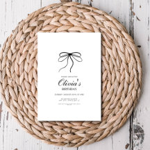 Elegant minimalist black bow birthday 