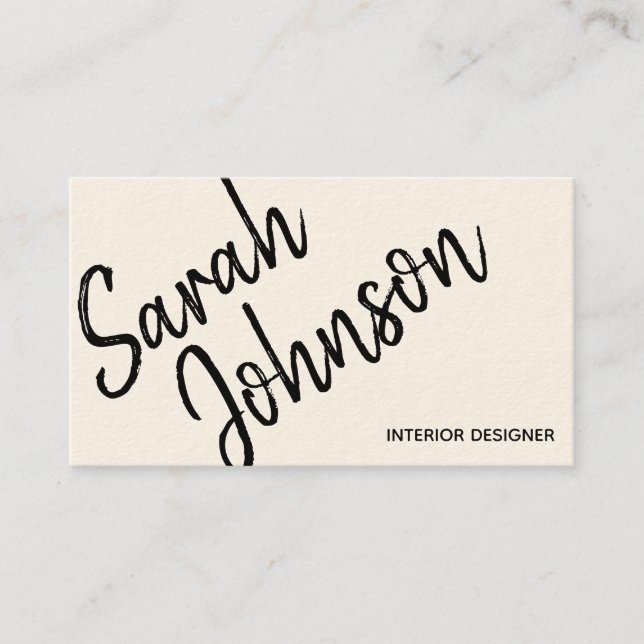 Elegant Minimalist Black Calligraphy Cream Matte Business Card (Front)