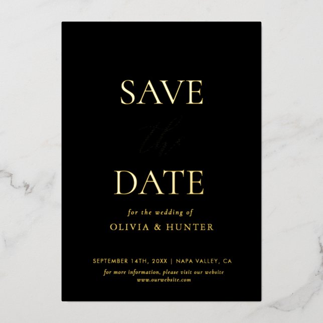 Elegant Minimalist Black Calligraphy Save The Date (Front)