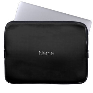 Elegant minimalist black custom name monogram laptop sleeve