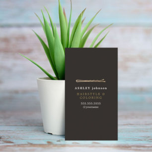 Elegant Minimalist Black Faux Gold Hairdresser Business Card