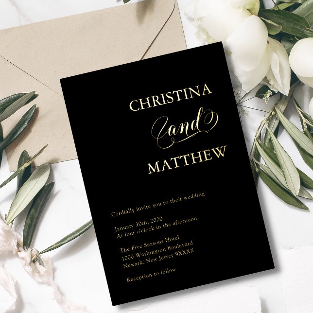 Elegant Minimalist Black GOLD FOIL WEDDING (Creator Uploaded)