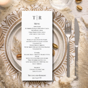 Elegant Minimalist Black Letters Wedding Menu