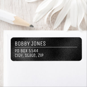 Elegant Minimalist Black Metallic Return Address Label