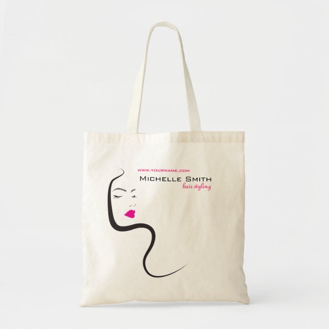 Elegant Minimalist Black Pink Hair Beauty Salon Tote Bag (Front)