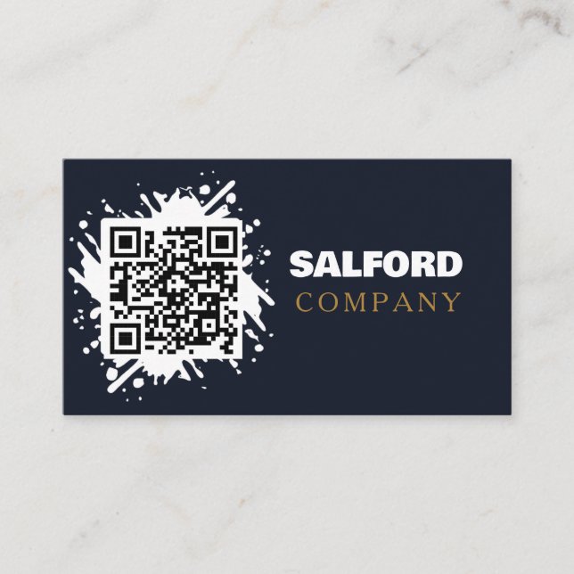 Elegant Minimalist Black QR Code  Business Card (Front)
