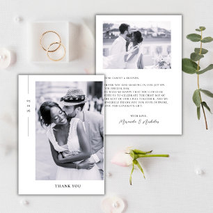 Elegant Minimalist Black Script 2 Photo Wedding Thank You Card