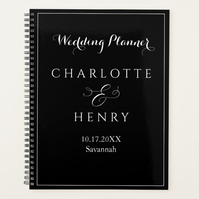  Elegant Minimalist  Black Wedding  Planner (Front)