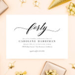 Elegant Minimalist Black White 40th Birthday Party Invitation<br><div class="desc">Celebrate a milestone with style using this elegant minimalist black and white 40th birthday party invitation. Perfect for those who appreciate simplicity and sophistication,  this invitation design features a sleek black background with crisp white text,  creating a striking yet understated look.</div>