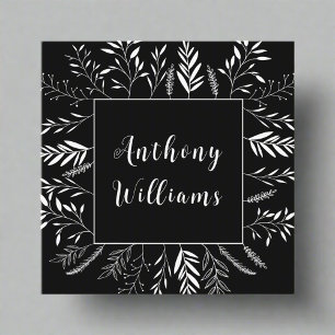 Elegant minimalist Black & White Branches Square Business Card