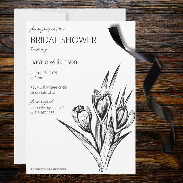 Elegant Minimalist Black & White Bridal Shower Invitation (Creator Uploaded)