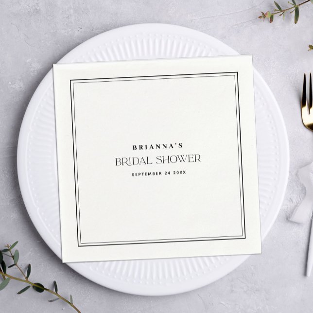 Elegant Minimalist Black & White Bridal Shower Napkin (Creator Uploaded)