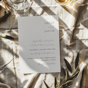 Elegant Minimalist Black & White Classic Wedding Invitation