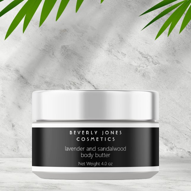 Elegant Minimalist Black White Cosmetics Jar Label (Creator Uploaded)