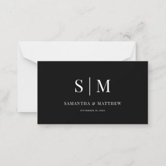 Elegant Minimalist Black & White Couple Monogram Card