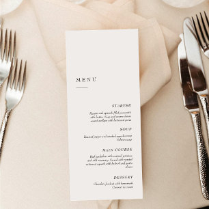 Elegant Minimalist Black & White Dinner Wedding Menu