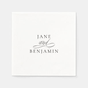 Elegant Minimalist Black & White Fine Art Wedding Napkin