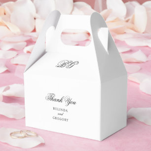 Elegant Minimalist Black White Monogram Wedding Favour Box