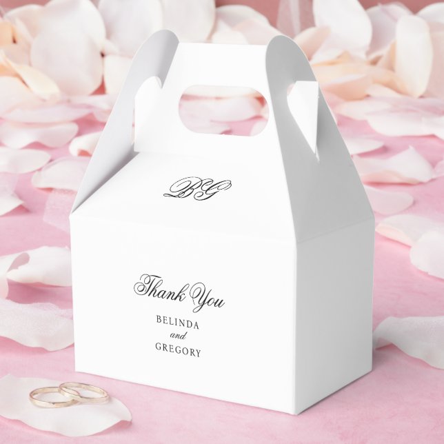 Elegant Minimalist Black White Monogram Wedding Favour Box (Wedding)