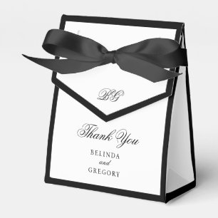 Elegant Minimalist Black White Monogram Wedding Favour Box