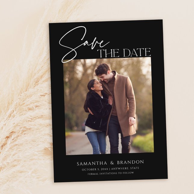 Elegant Minimalist Black White Photo Save The Date (Creator Uploaded)