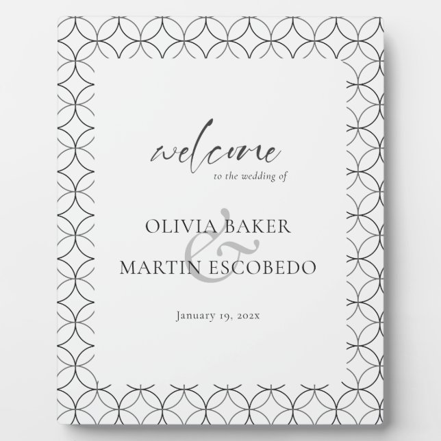 Elegant Minimalist Black White Plaque (Front)