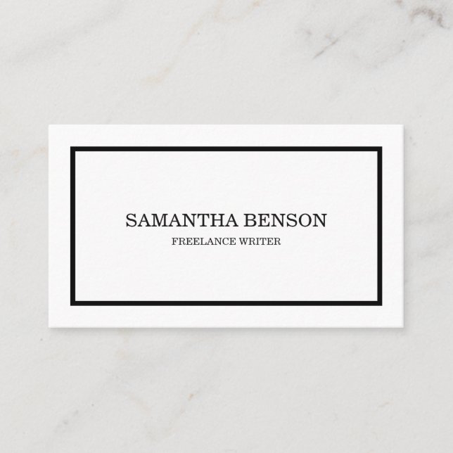 Elegant Minimalist Black & White Professional Business Card (Front)