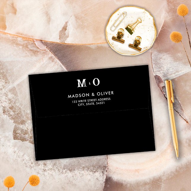 Elegant Minimalist Black White Retro Vinyl Record Envelope (Creator Uploaded)