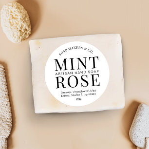 Elegant Minimalist Black White Soap Bar Packaging Classic Round Sticker