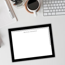Elegant Minimalist Black White Two Border Name 