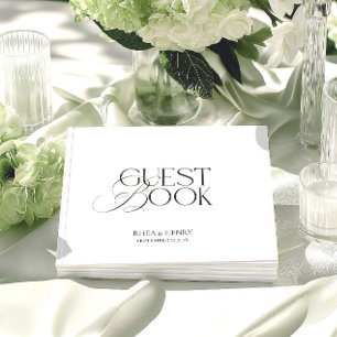 Elegant Minimalist Black & White Wedding  Guest Book